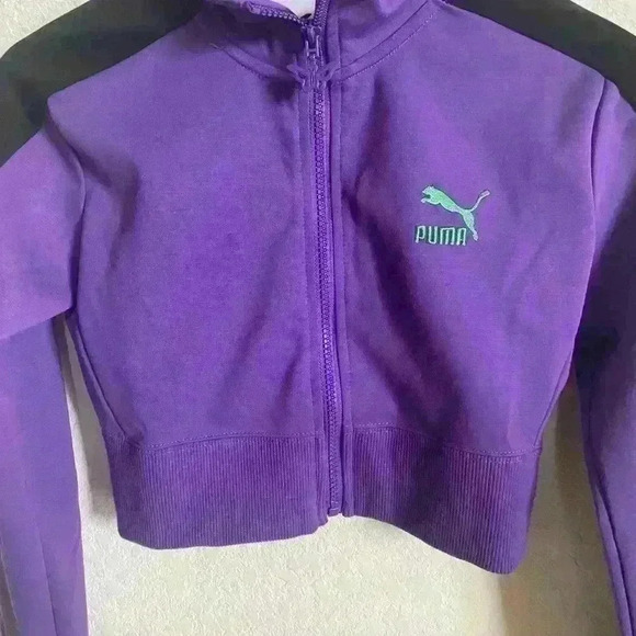 PUMA X DUA LIPA T7 ROYAL PURPLE CROPPED LOGO JACKET SIZE XS - Picture 3 of 10